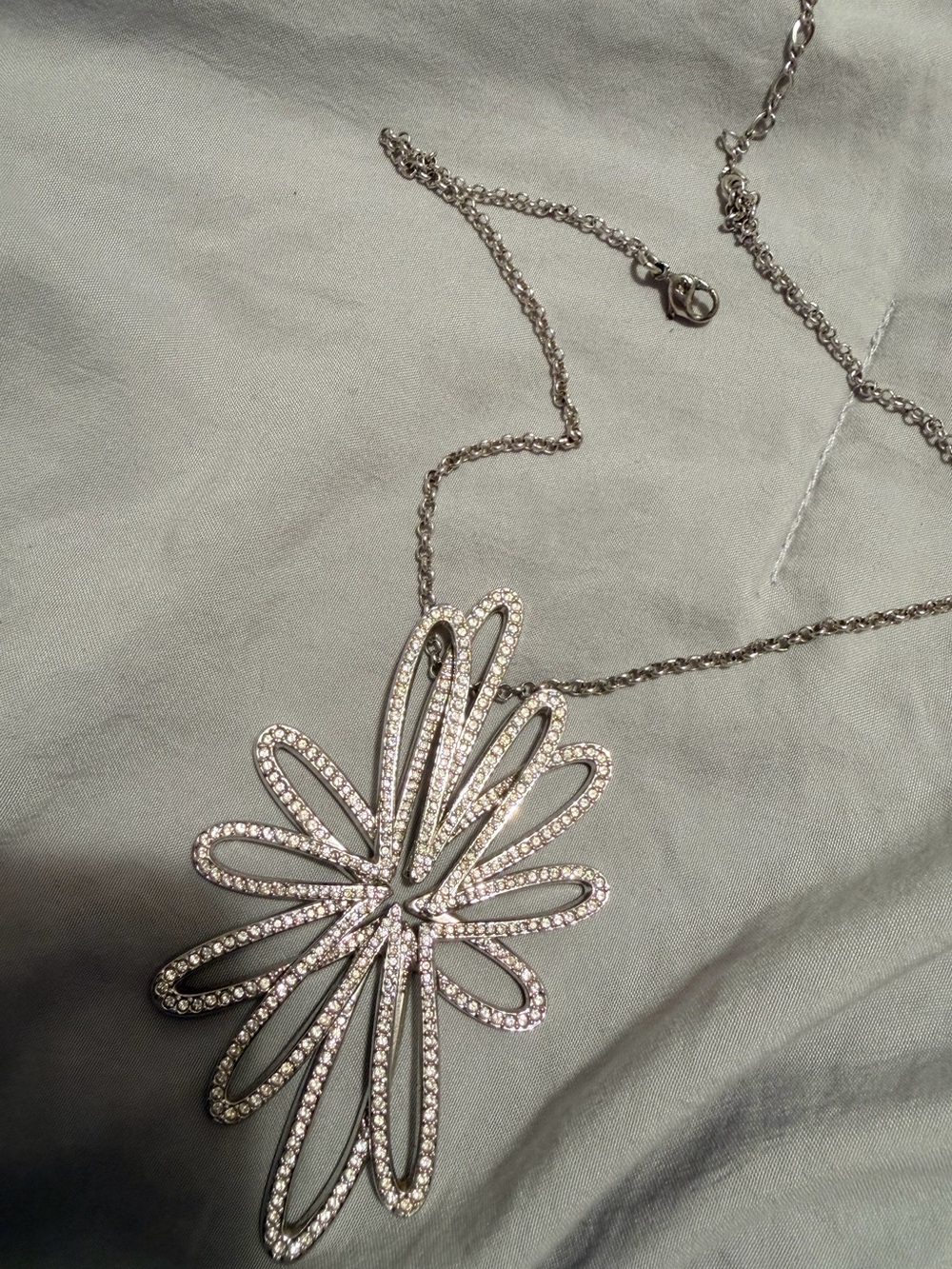 Swarovski Silver Open-Petal Flower Pendant Necklace